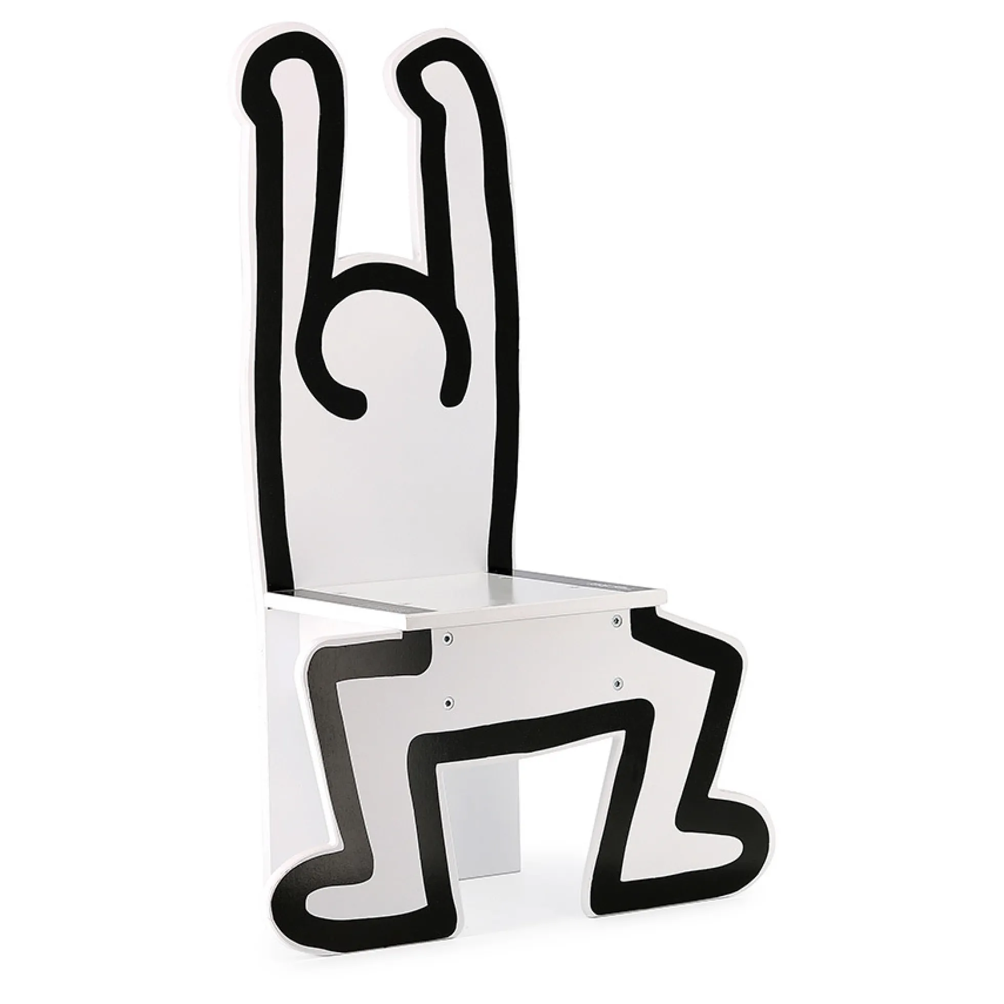 Chaise en bois, Blanche - Keith Haring