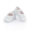 Chaussures blanches à bride avec dentelle pour poupée 34 cm