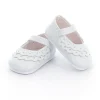 Chaussures blanches à bride avec dentelle pour poupée T39 à 48cm
