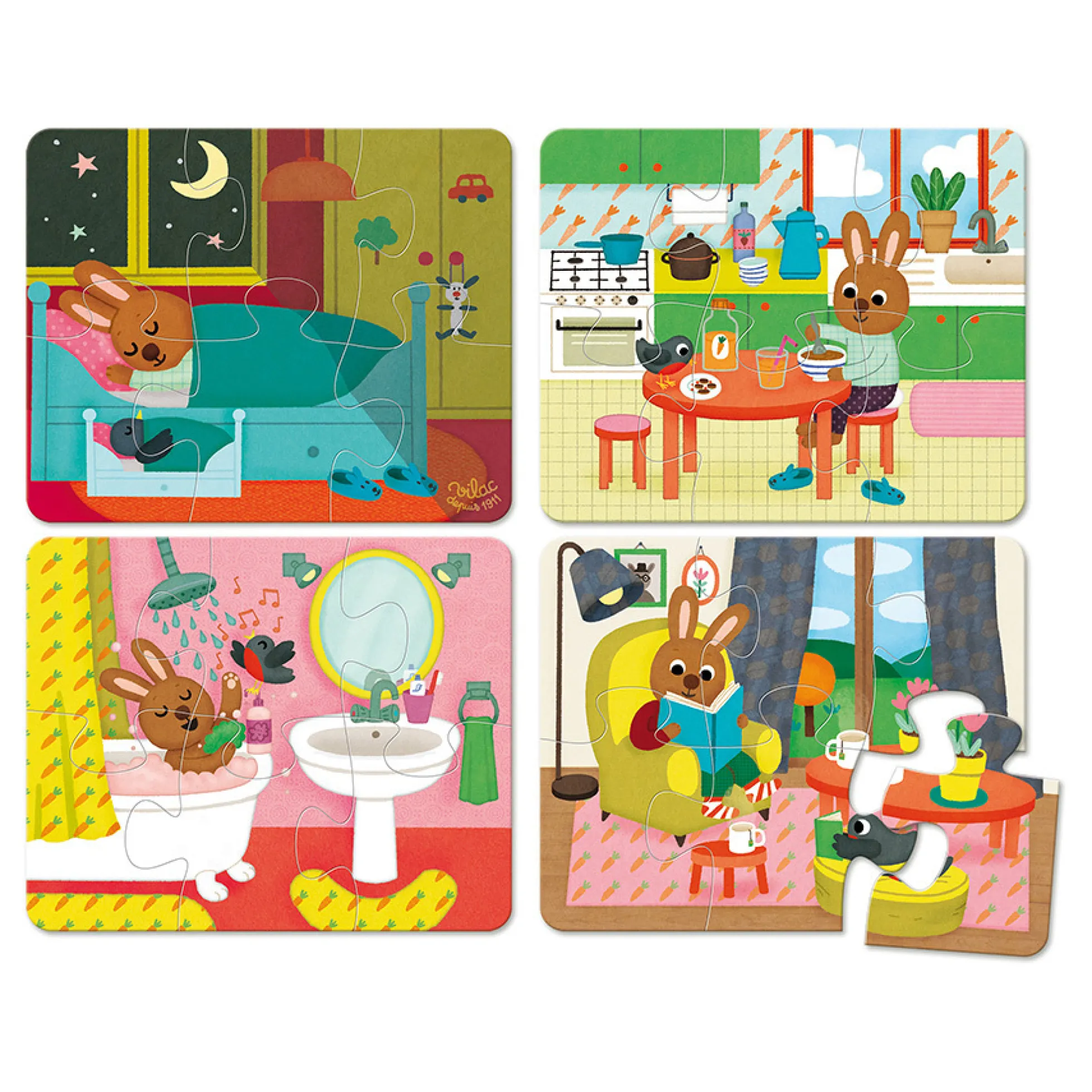 Coffret de 4 puzzles en bois, La maison - Mélusine Allirol