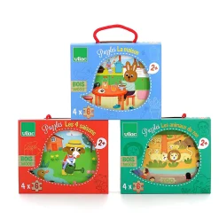 Coffret de 4 puzzles en bois, Les animaux du zoo - Mélusine Allirol