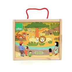 Coffret de 4 puzzles en bois, Les animaux du zoo - Mélusine Allirol