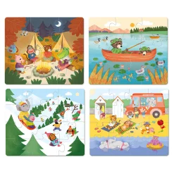Coffret de 4 puzzles évolutifs en bois, Les vacances - Mélusine Allirol