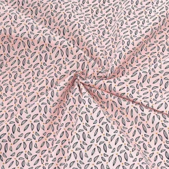 Coupon de tissu coton "FEUILLE ROSE" 1m