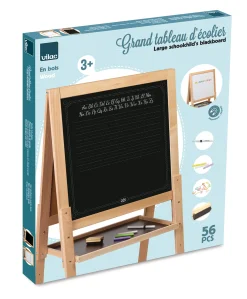Grand tableau sur pied en bois, double face craie et feutre effaçable
