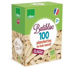 Jeu de construction en bois, Batibloc Classic 100 planchettes