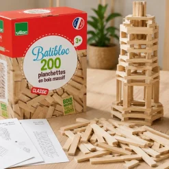 Jeu de construction en bois, Batibloc Classic 200 planchettes
