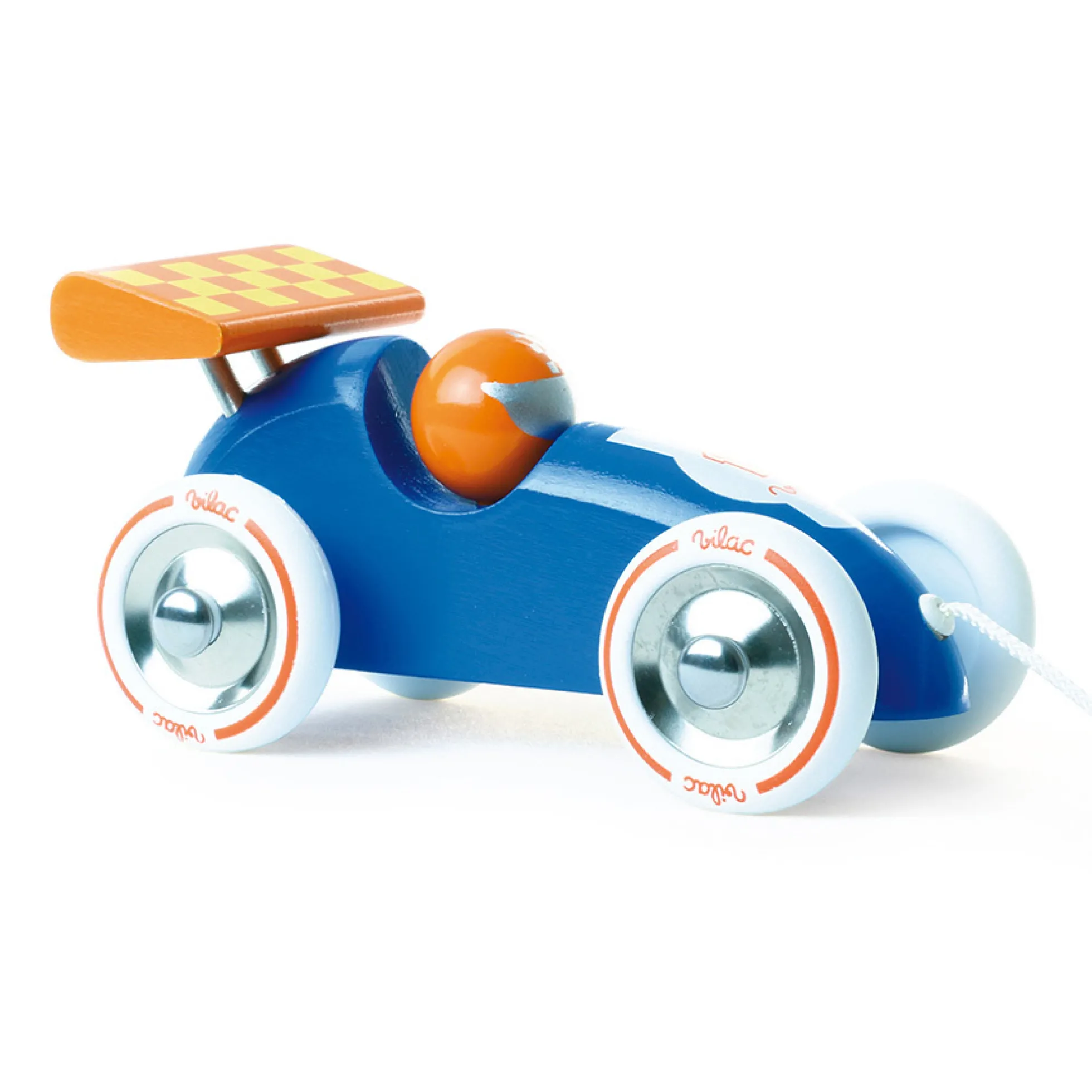 Jouet à tirer, Voiture de course - Bleu-orange