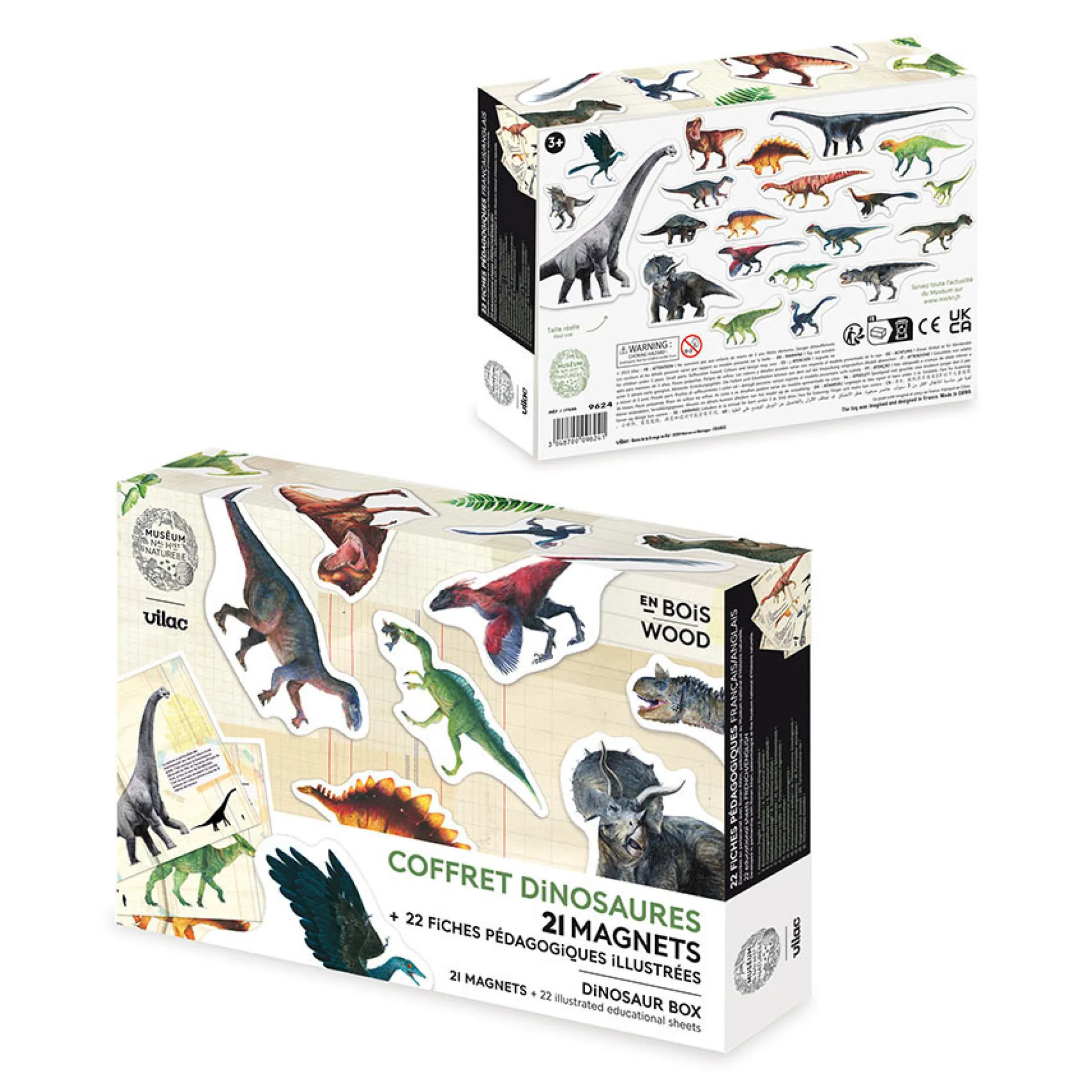 Set de 21 magnets dinosaures - Muséum national d'Histoire naturelle