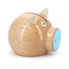 Tirelire cochon bois naturel-bleu