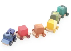 Train de cubes d’éveil multicolore en bois – Apprentissage des chiffres