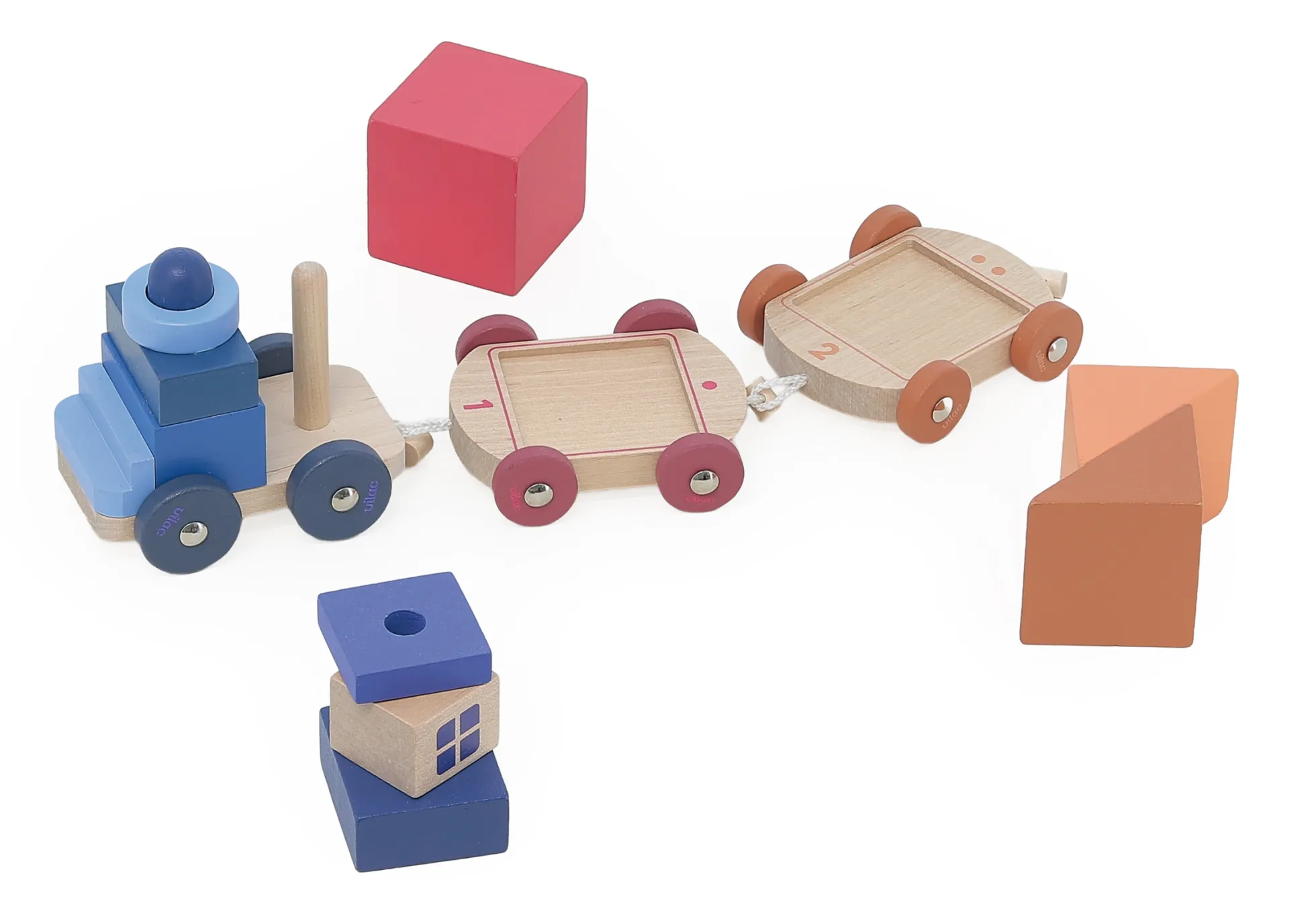 Train de cubes d’éveil multicolore en bois – Apprentissage des chiffres