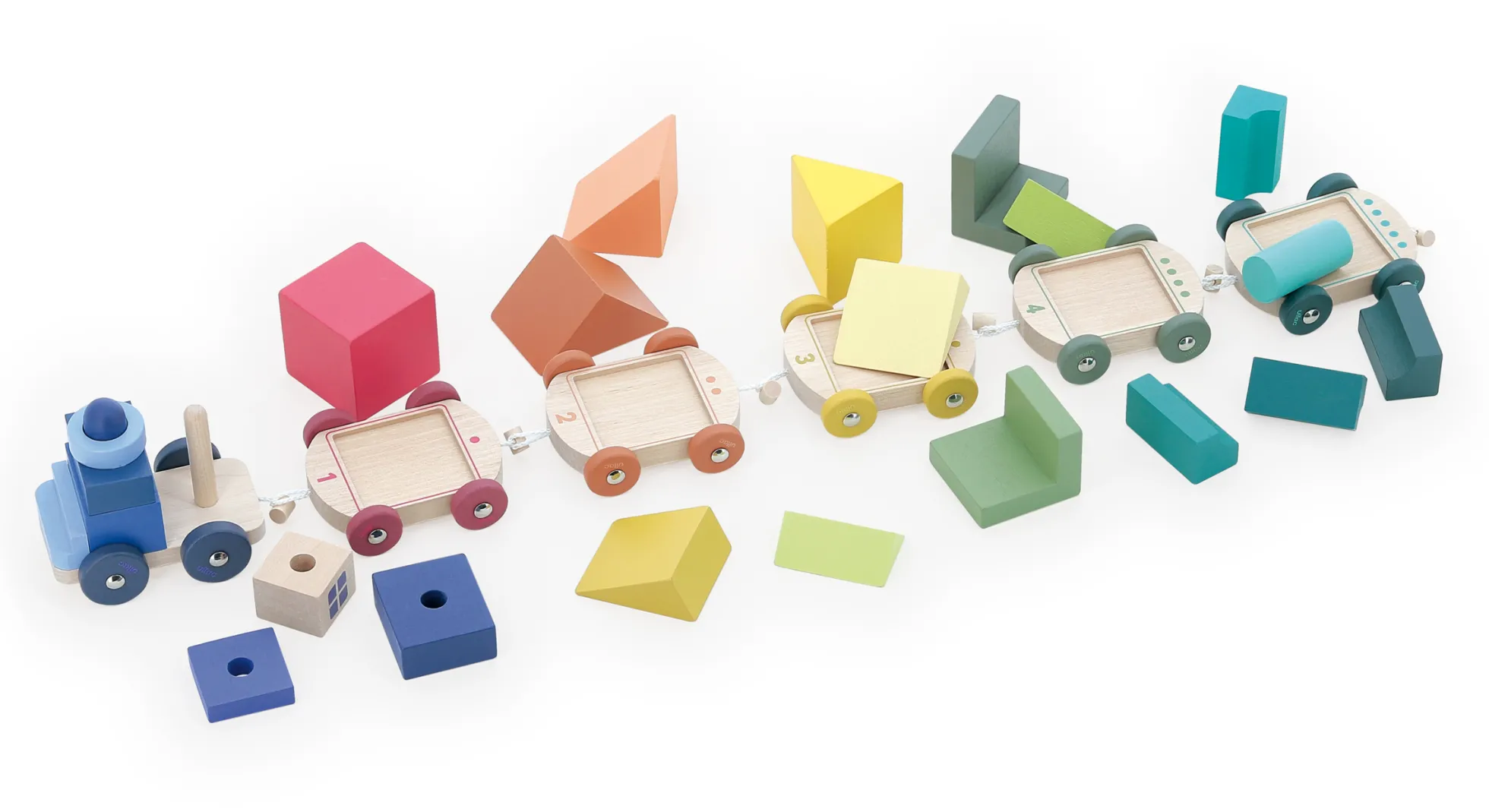 Train de cubes d’éveil multicolore en bois – Apprentissage des chiffres