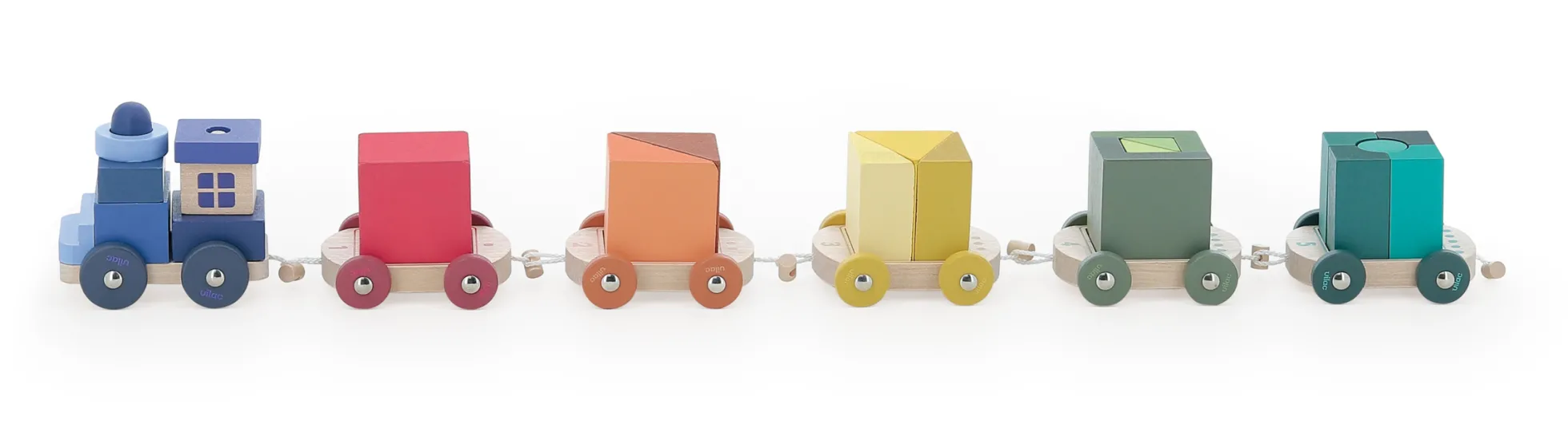 Train de cubes d’éveil multicolore en bois – Apprentissage des chiffres