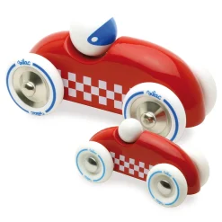 Voiture en bois, Rallye checkers - Grand modèle rouge